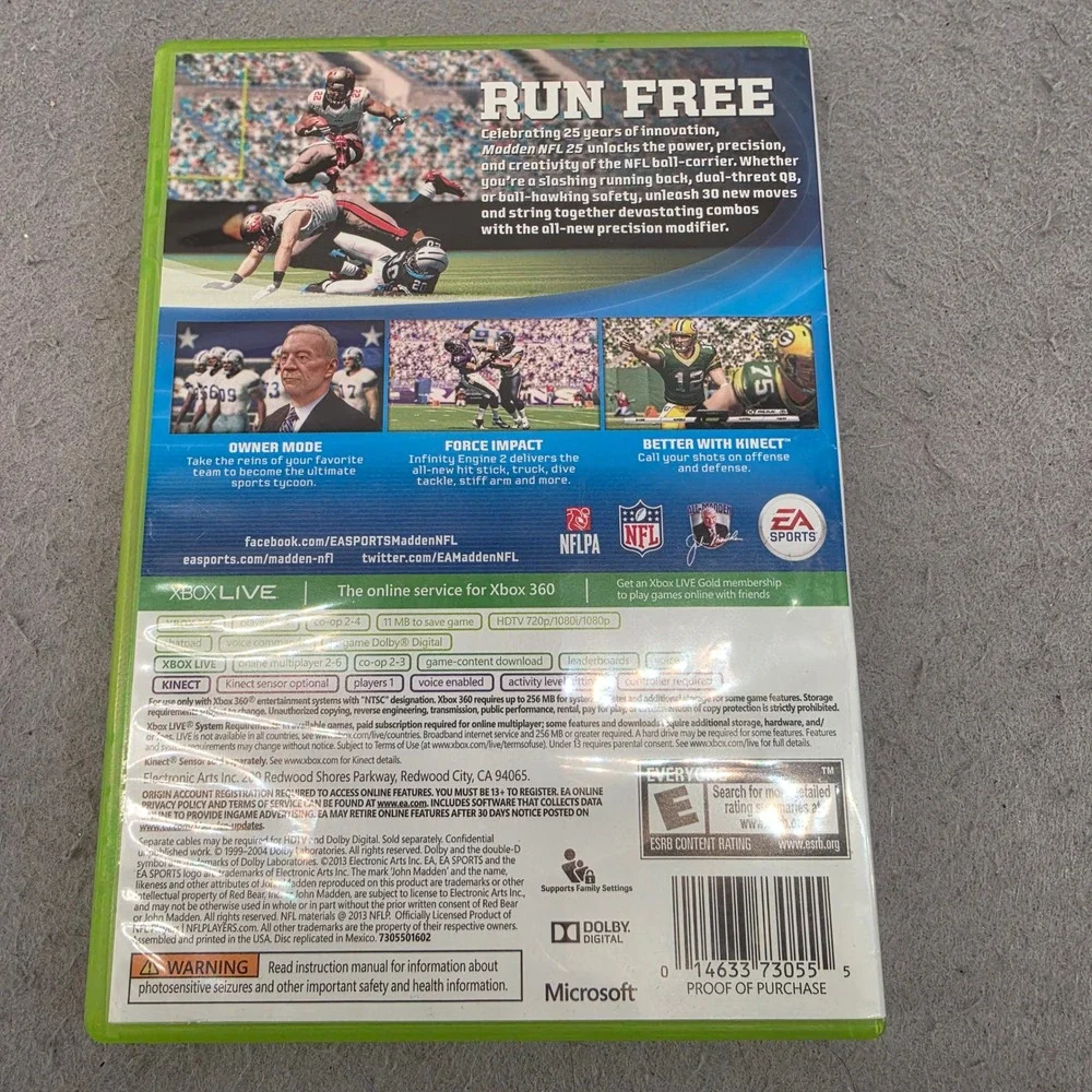 Madden NFL 25 EA Sports Microsoft Xbox‎ 360 2013 Football Game Barry Sanders